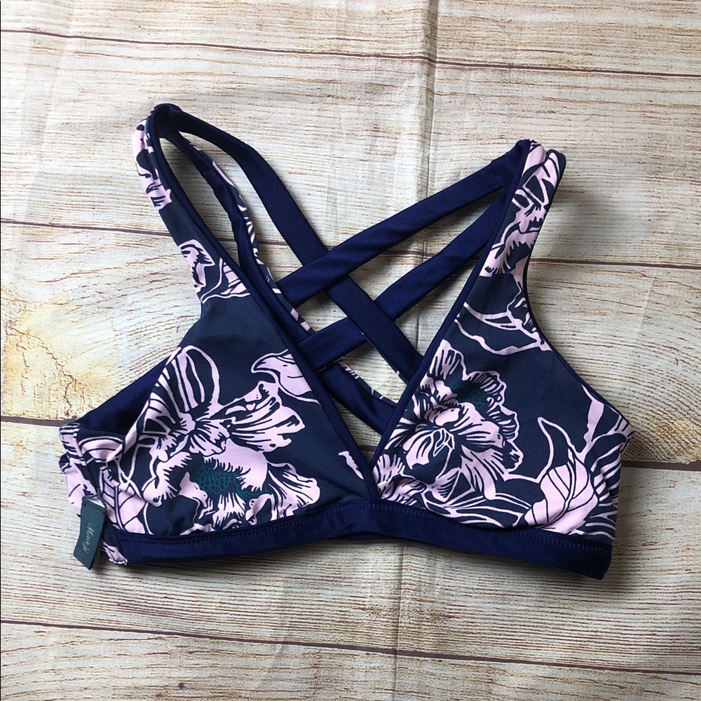 Maaji‎ Navy and Pink Floral Bikini Top